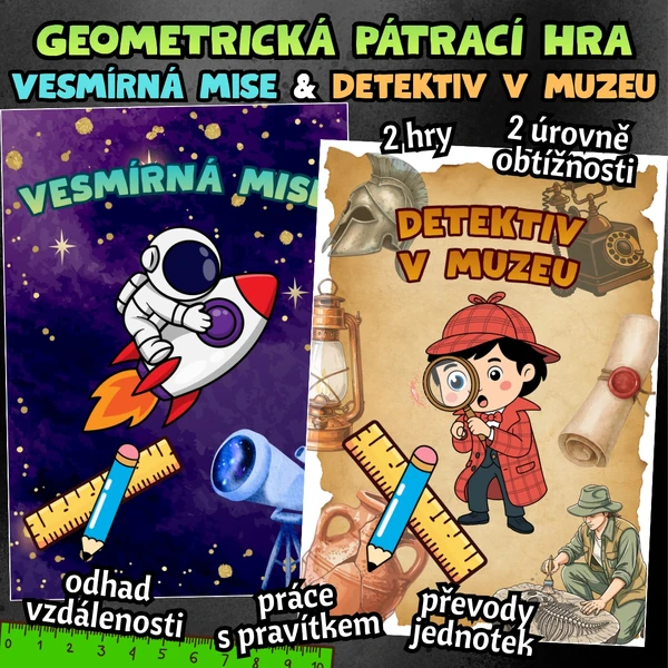 GEOMETRICKÁ PÁTRACÍ HRA - VESMÍRNÁ MISE & DETEKTIV V MUZEU