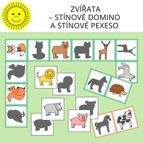 ZVÍŘATA – STÍNOVÉ DOMINO A STÍNOVÉ PEXESO