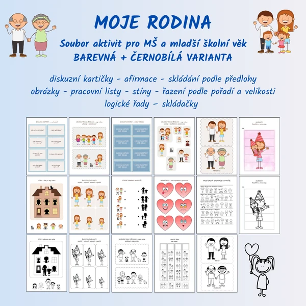 Moje rodina - velký soubor aktivit pro MŠ a mladší školní věk