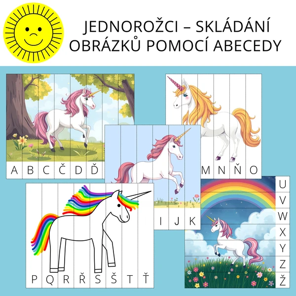 JEDNOROŽCI – SKLÁDÁNÍ OBRÁZKŮ POMOCÍ ABECEDY