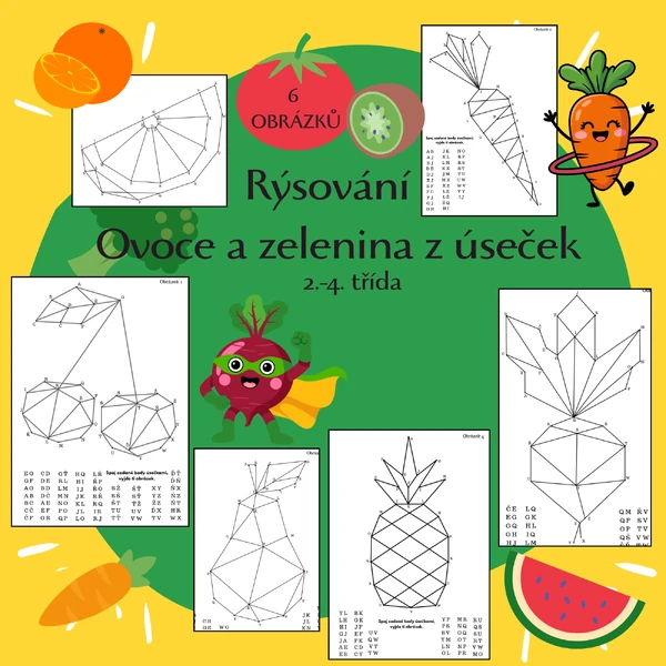Obrázky z úseček - Ovoce a zelenina