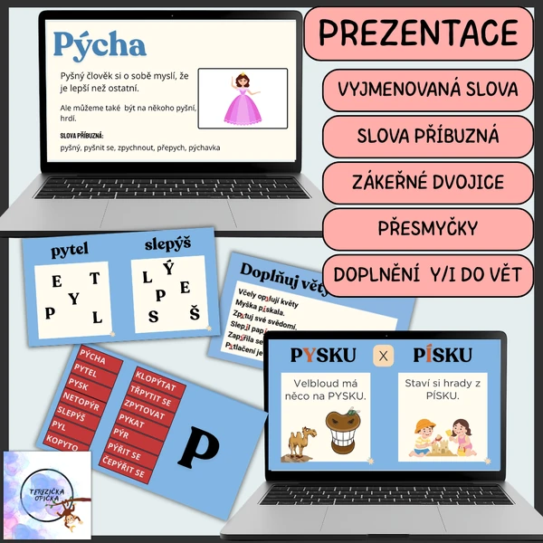 Vyjmenovaná slova po P - prezentace (význam slov), přesmyčky, zákeřné dvojice..