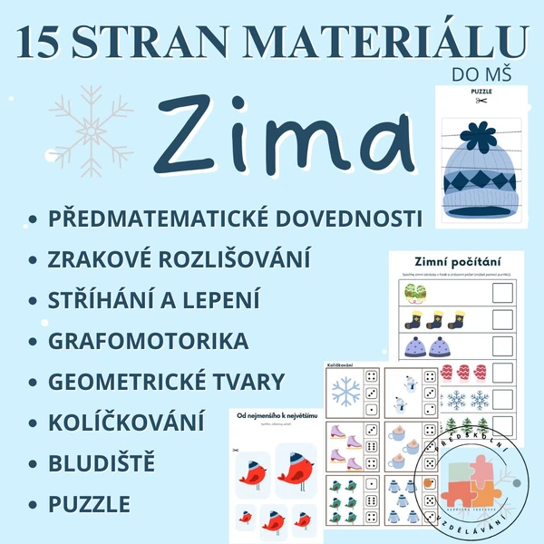 Zima - soubor pracovních listů do MŠ