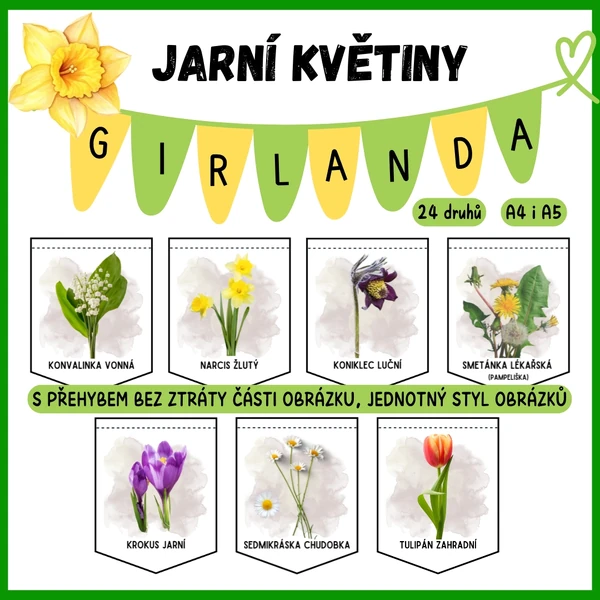 JARNÍ KVĚTINY - girlanda/demonstrační karty