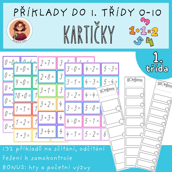 Kartičky s příklady do 1. třídy 0-10