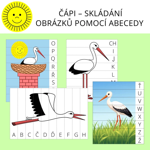 ČÁPI – SKLÁDÁNÍ OBRÁZKŮ POMOCÍ ABECEDY