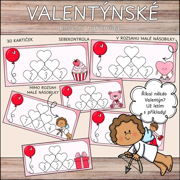 Valentýnské početní pyramidy - násobení v rozsahu i mimo rozsah malé násobilky