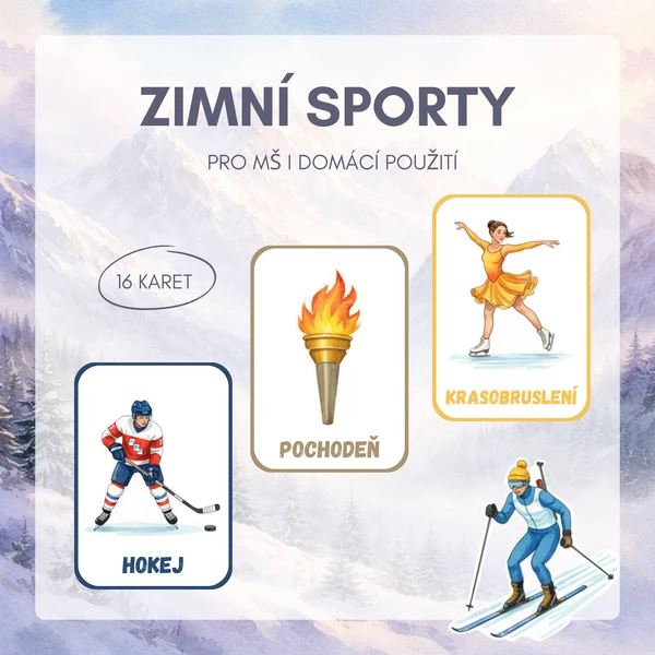 Zimní sporty – demonstrační karty