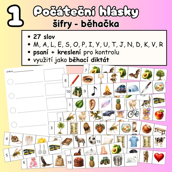 Počáteční hlásky 1 - běhací diktát