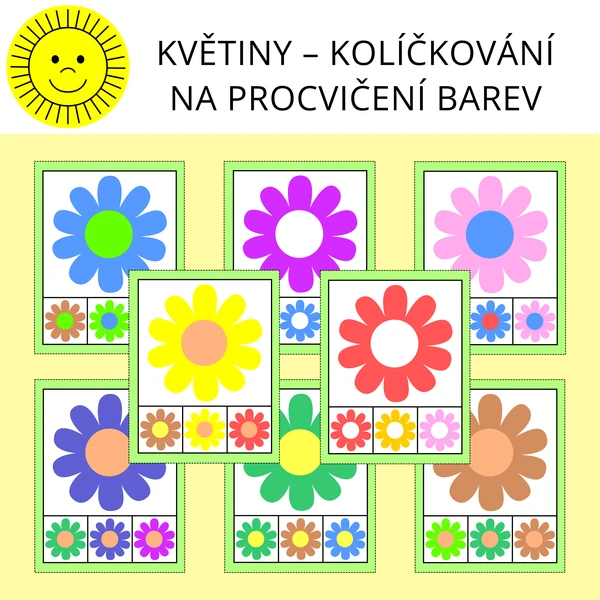 KVĚTINY - KOLÍČKOVÁNÍ NA PROCVIČENÍ BAREV