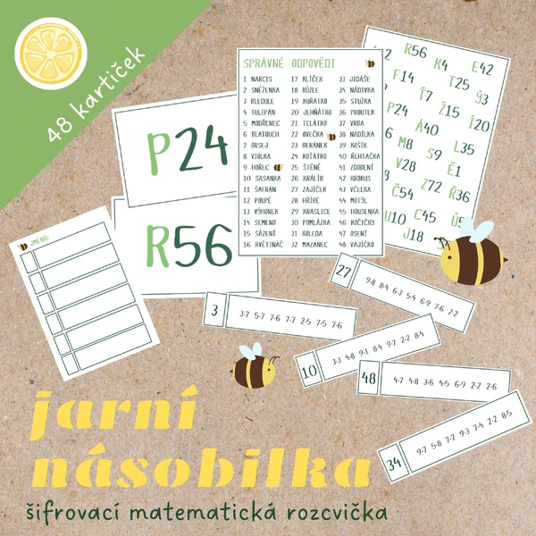 JARNÍ NÁSOBILKA - šifrovací matematická rozcvička