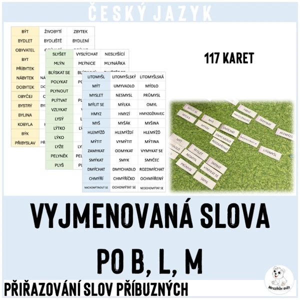 Vyjmenovaná slova B, L, M - přiřazování slov příbuzných