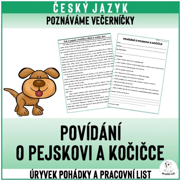 Pejsek a kočička - pohádka a pracovní list