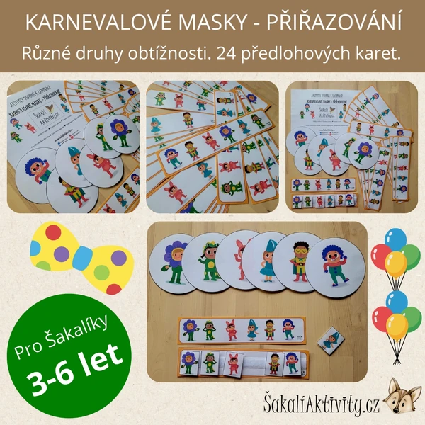 KARNEVALOVÉ MASKY - PŘIŘAZOVACÍ OBRÁZKY