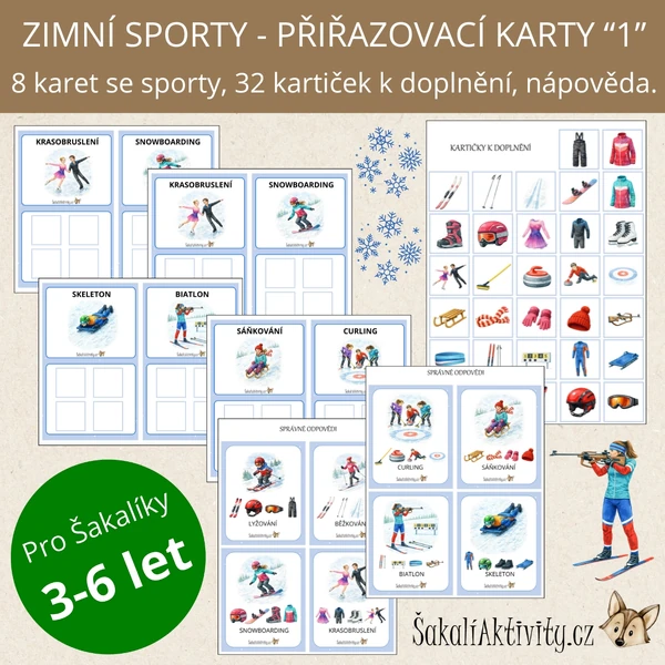  ZIMNÍ SPORTY "1" - přiřazovací karty 