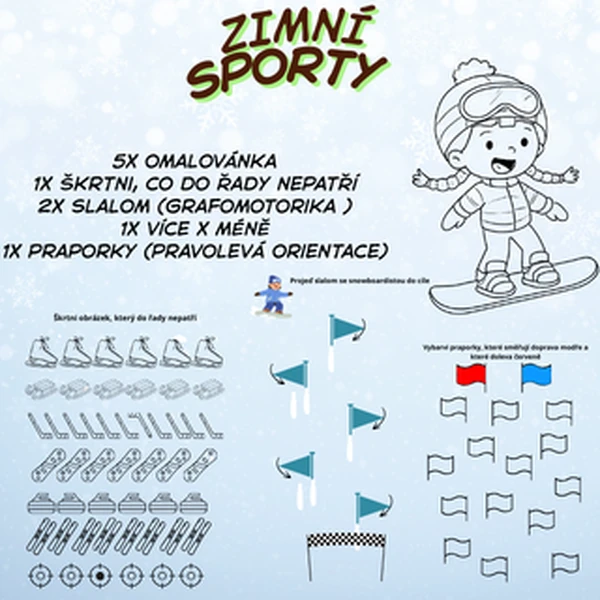 Zimní sporty - pracovní listy