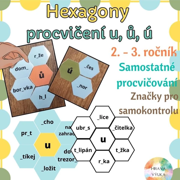 Hexagony - procvičujeme slova s u,ů,ú