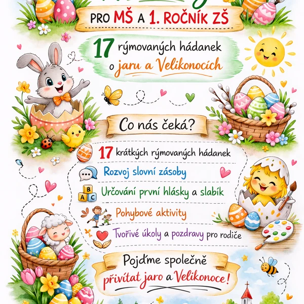 Tematický velikonoční balíček – hádanky, pohybové a fonematické aktivity