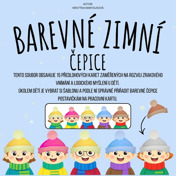 Barevné zimní čepice - Skládání podle předlohy