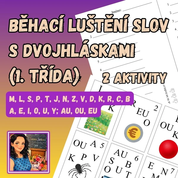Běhací luštění slov s dvojhláskami (1. třída)