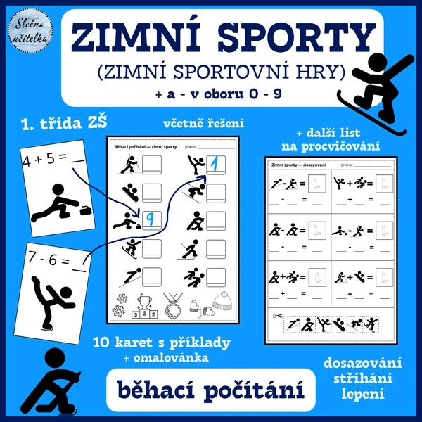 BĚHACÍ POČÍTÁNÍ - ZIMNÍ SPORTY (ZIMNÍ SPORTOVNÍ HRY) - 1. třída ZŠ