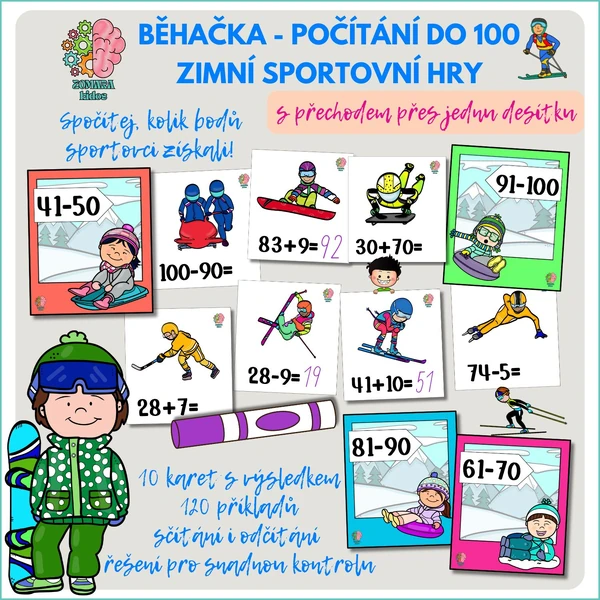 Běhačka: Počítání do 100 s přechodem přes jednu desítku - Zimní sportovní hry