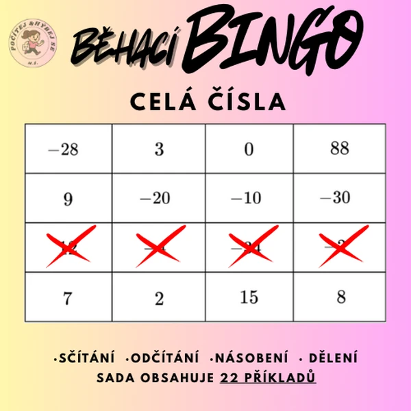 Běhací BINGO - Celá čísla