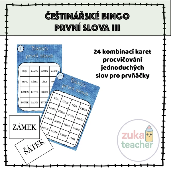 češtinářské bingo - První slova III.