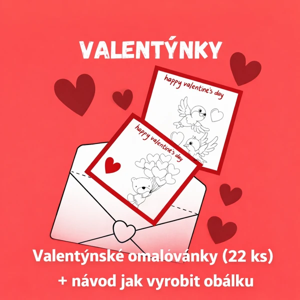 VALENTÝNKY -vybarvi a daruj!
