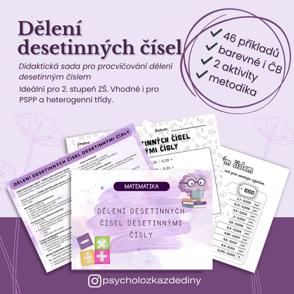 Dělení desetinných čísel desetinnými čísly