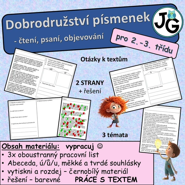 Dobrodružství písmenek - čtení, psaní, objevování