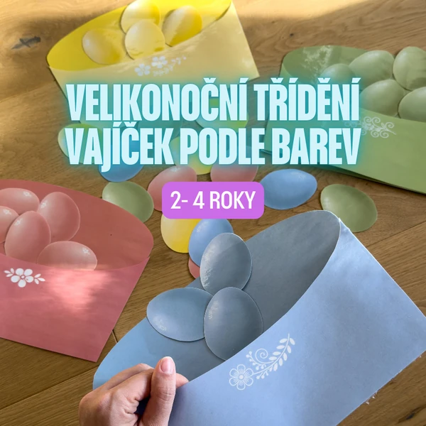 Velikonoční třídění vajíček podle barev (2-4 roky) - lze použít i na aktivitu hledání vajíček