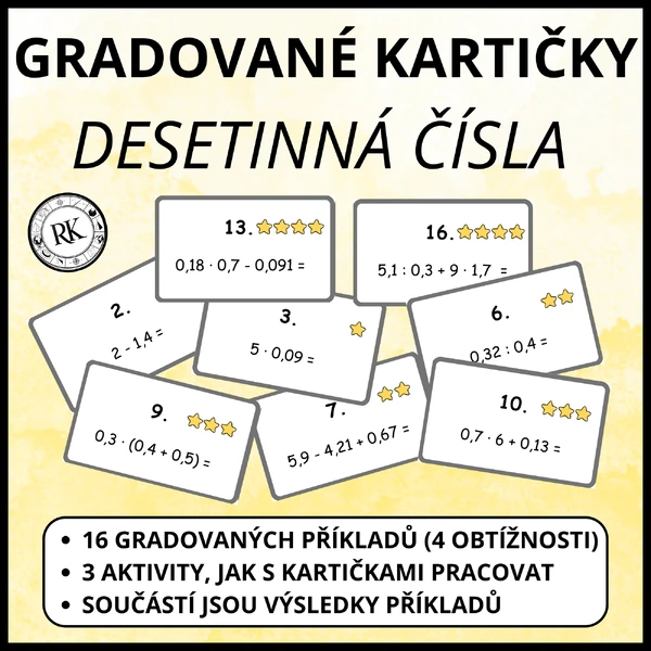 Desetinná čísla - Gradované kartičky