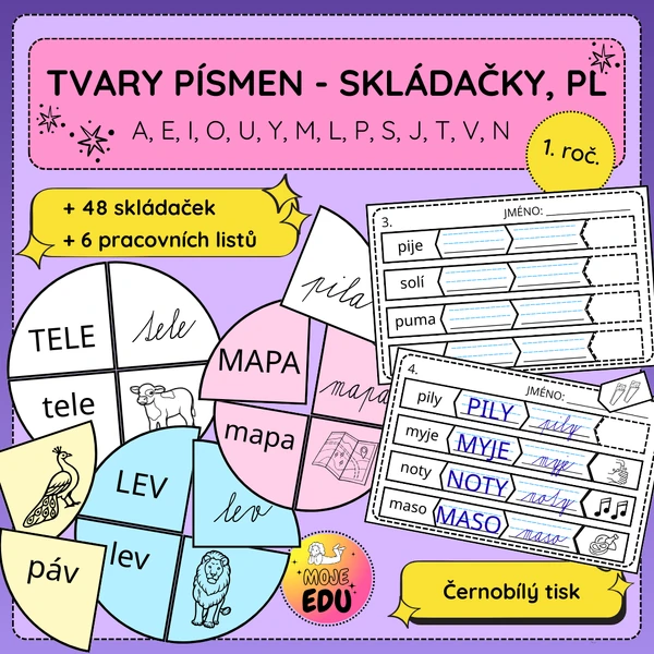 Tvary písmen - skládačky, pracovní listy