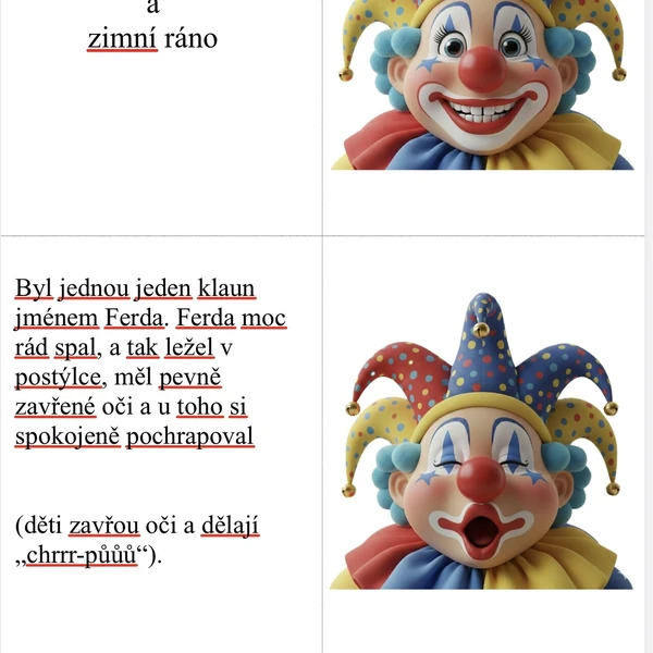 Klaun Ferda a zimní ráno - oromotorické kartičky 