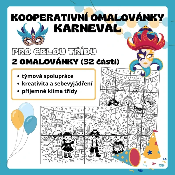 Kooperativní omalovánky - KARNEVAL