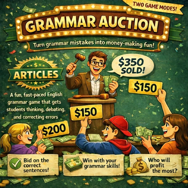 Grammar Auction: Articles (A / An / Ø / The) - A2 - B1
