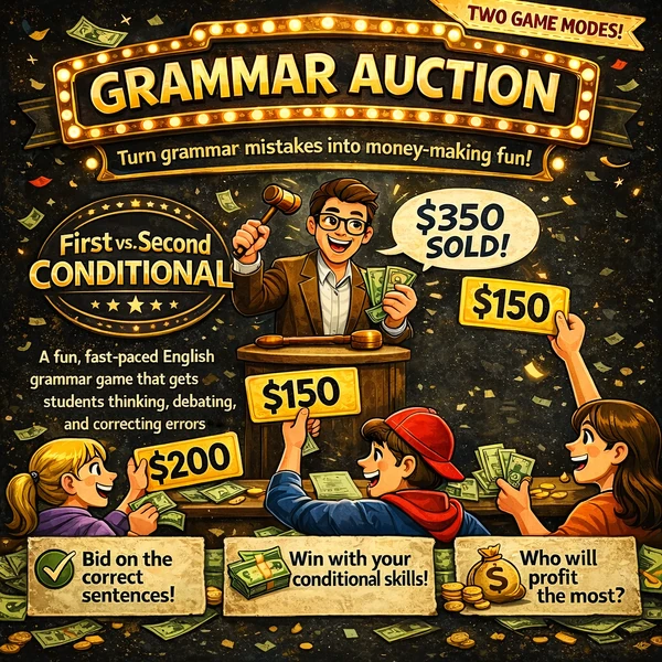 Grammar Auction: First vs. Second Conditional - B1-B2