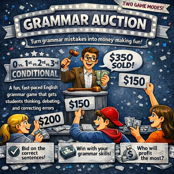 Grammar Auction: 0, 1st, 2nd and 3rd Conditional - B2-C1