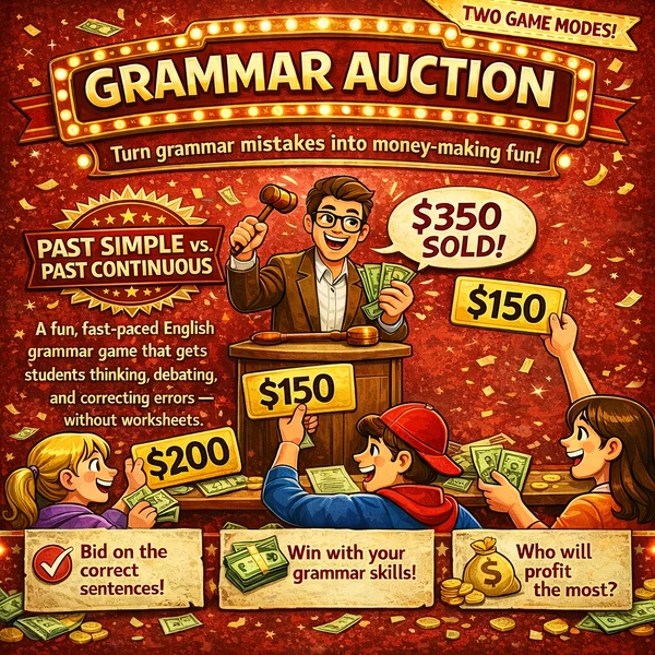 Grammar Auction: Past Simple vs. Past Continuous - B1