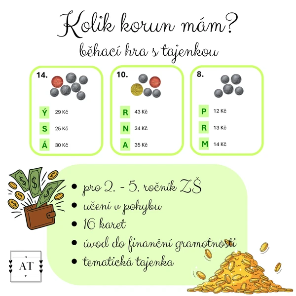 Kolik korun mám? - běhací hra s tajenkou