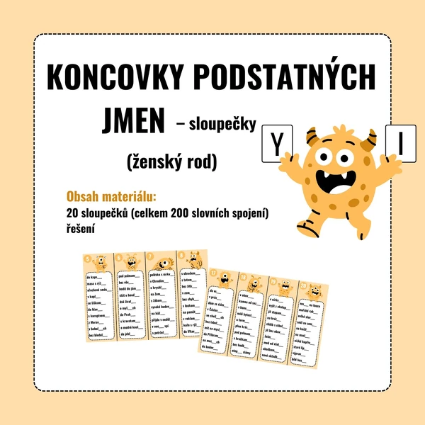 KONCOVKY PODSTATNÝCH JMEN (ženský rod) – sloupečky