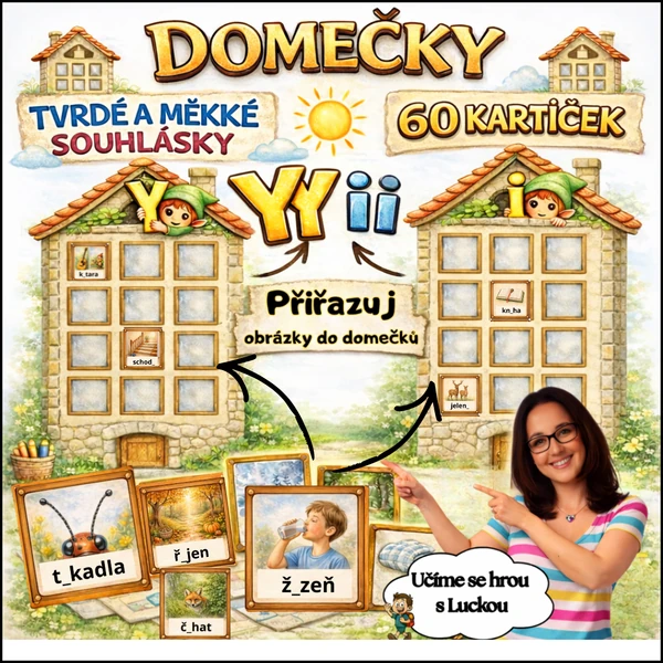 Tvrdé a měkké souhlásky - DOMEČKY