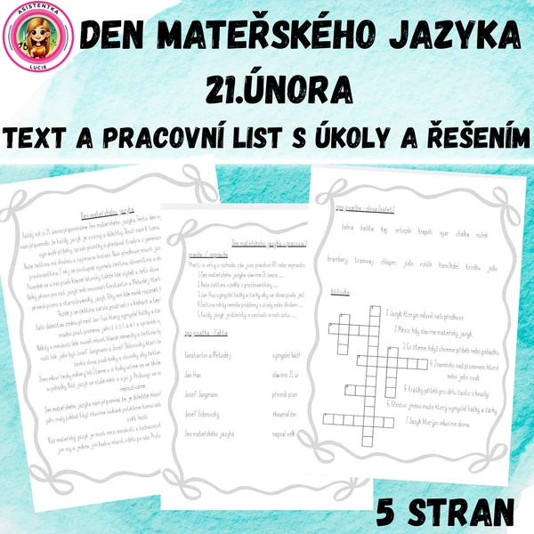 Den mateřského jazyka - text a pracovní list