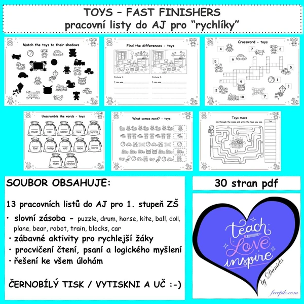 TOYS – FAST FINISHERS (Worksheets)