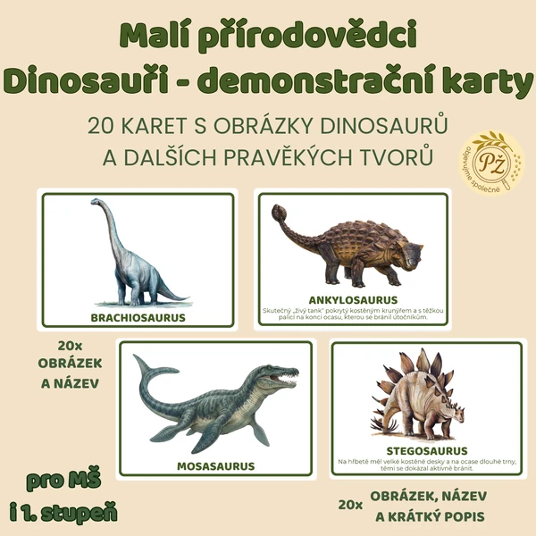 Malí přírodovědci: Demonstrační karty dinosauři a další pravěká zvířata