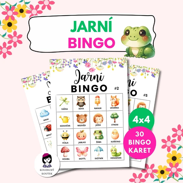 Jarní bingo 4x4 - hra pro děti | Jaro | Velikonoce |