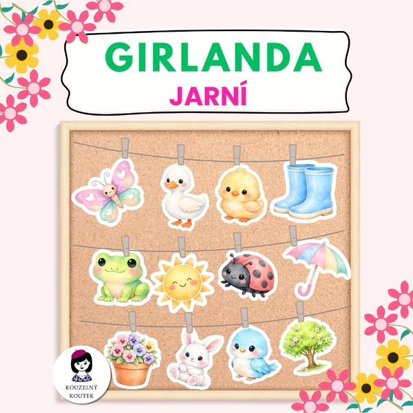 Jarní girlanda | Jarní výzdoba | Nástěnka | Jaro | Velikonoce