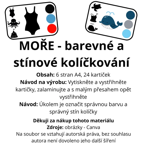 Moře - přiřazování barev a stínů