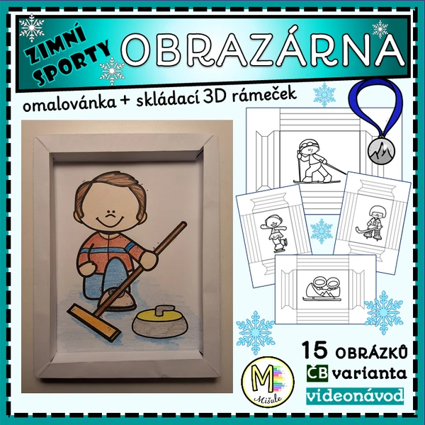 OBRAZÁRNA - ZIMNÍ SPORTY - OMALOVÁNKA + 3D RÁMEČEK